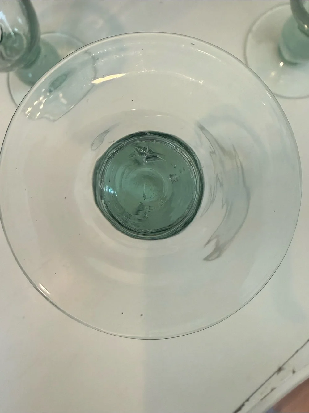 Vintage Light Green Embossed Leaf & Vine Champagne Flute Glass 8.5”
